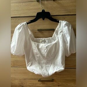 White corset style short sleeve blouse A&F NWOT